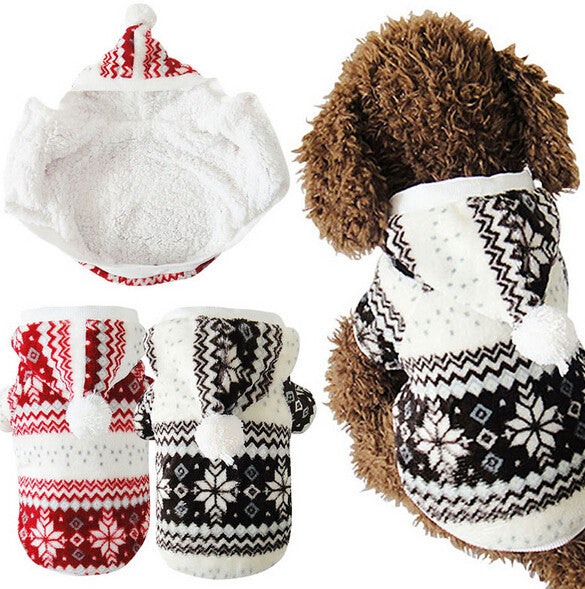 Winter Warm Pet Dog Clothes Cozy Snowflake Hoodie Coat