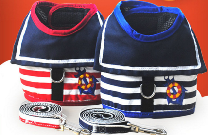 Outdoor Walking Pet Chest Clothes Navy Vests Leash Pothook Button Harness